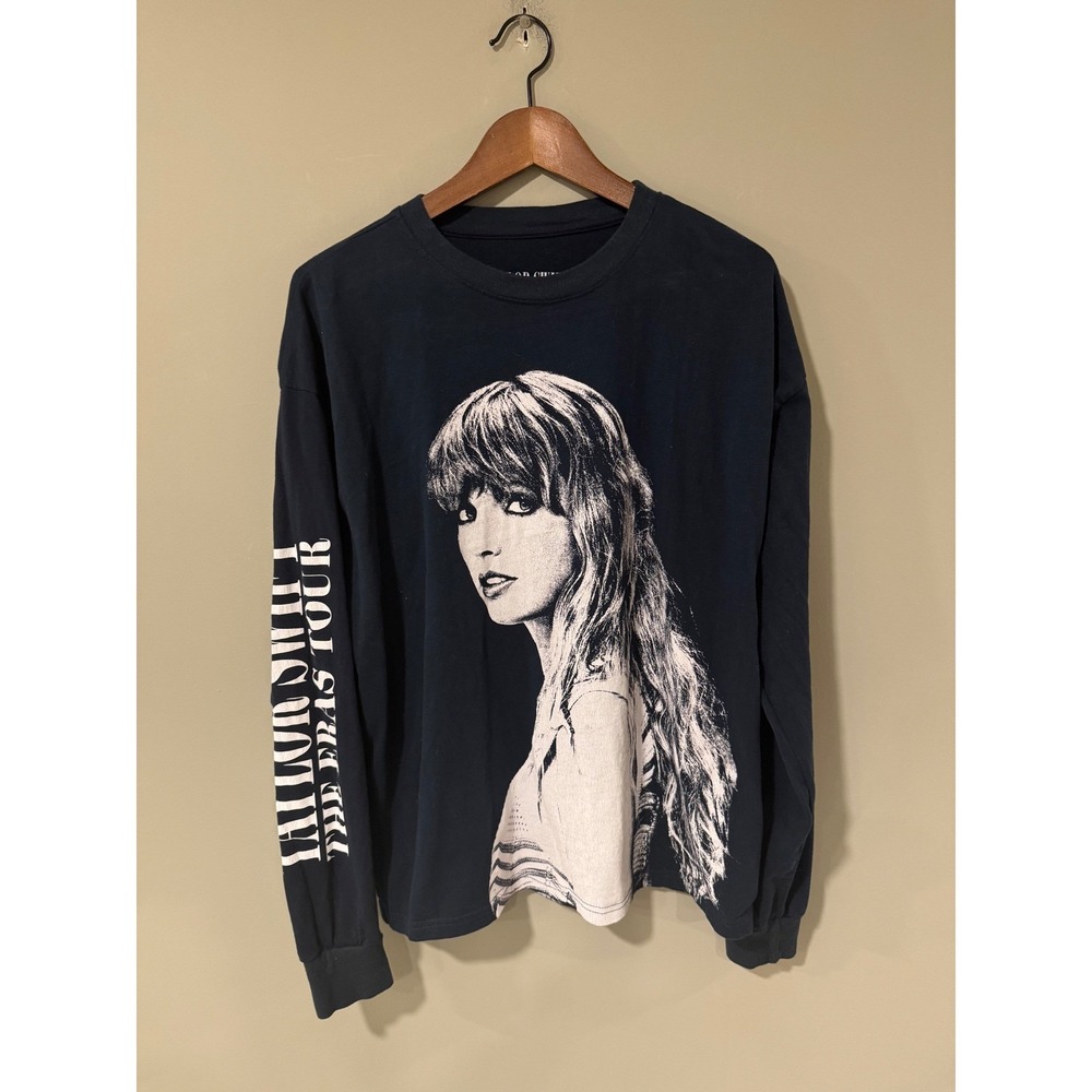 Taylor Swift The Eras Tour Long Sleeve Graphic T Shirt Navy Size Medium